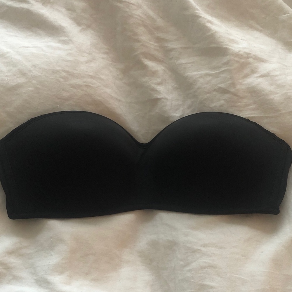 PINK Victoria's Secret Black Bandeau Strapless Bra 32C New